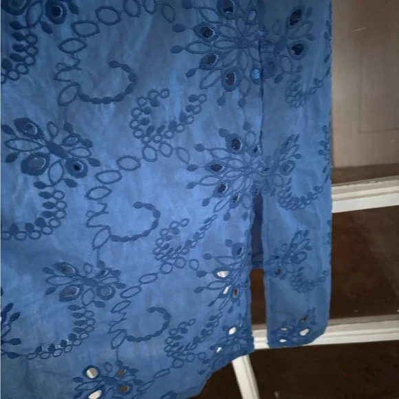 NWT World Market Blue Eyelet Embroidered Kimono - Picture 5 of 10